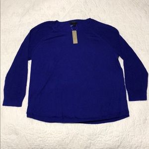J Crew Royal Purple Wool Baseball Sweater sz L NWT
